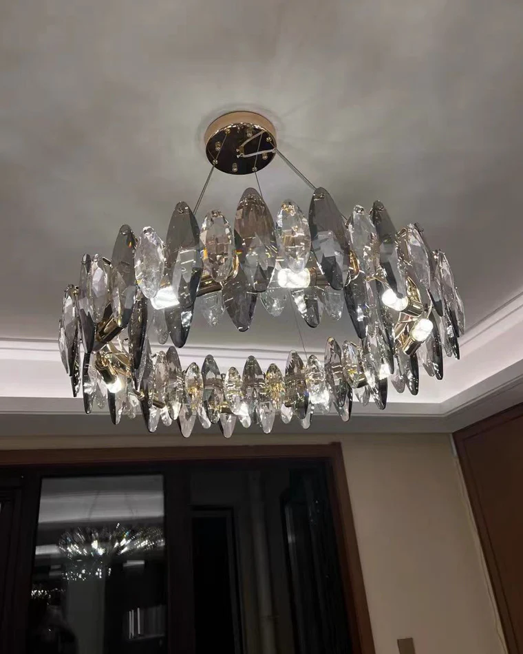 WOMO Smoked Crystal Round Chandelier-WM2187 - Image 29