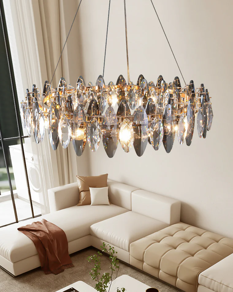 WOMO Smoked Crystal Round Chandelier-WM2187 - Image 3