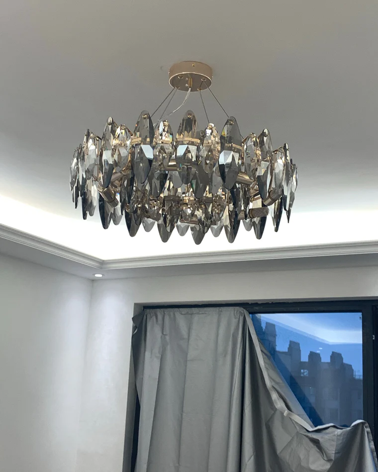 WOMO Smoked Crystal Round Chandelier-WM2187 - Image 32