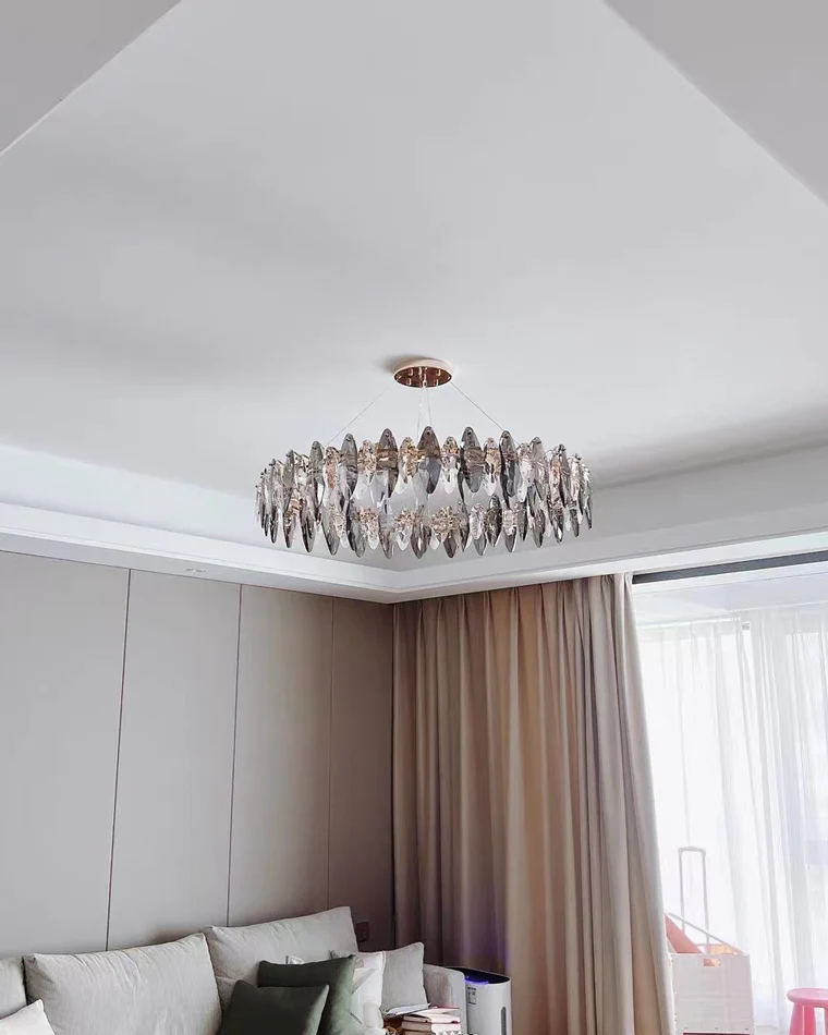 WOMO Smoked Crystal Round Chandelier-WM2187 - Image 36