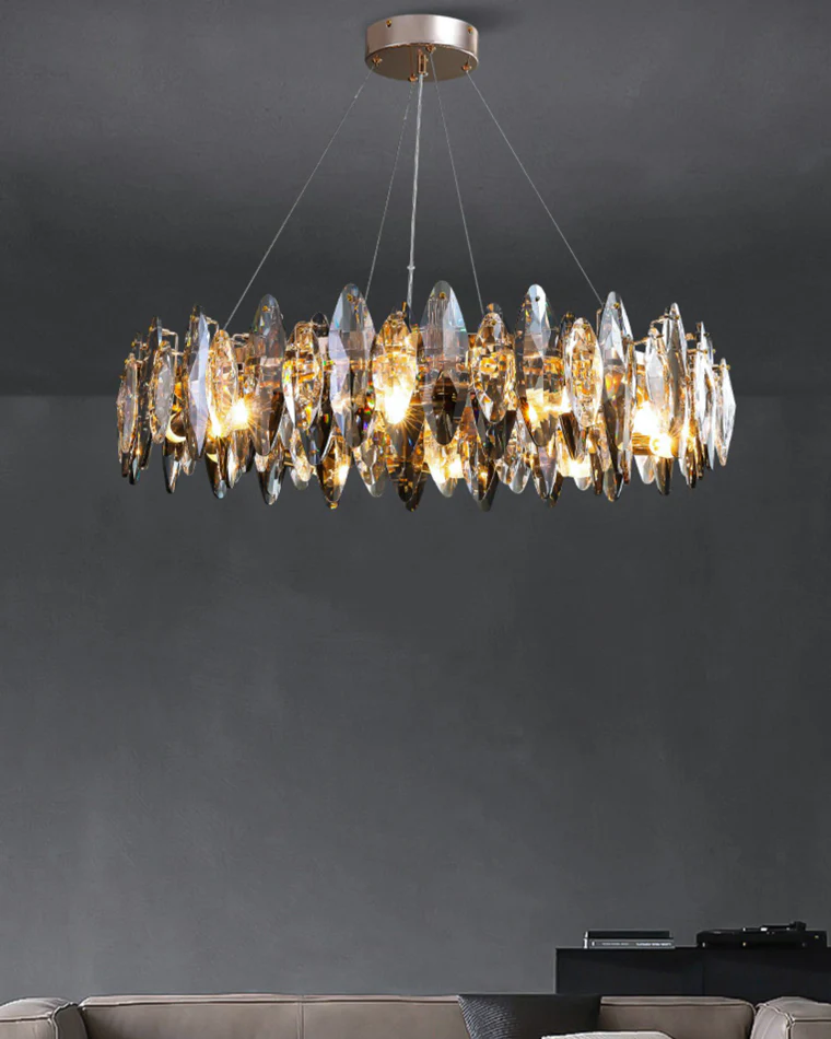 WOMO Smoked Crystal Round Chandelier-WM2187 - Image 4