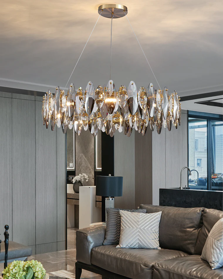 WOMO Smoked Crystal Round Chandelier-WM2187 - Image 56