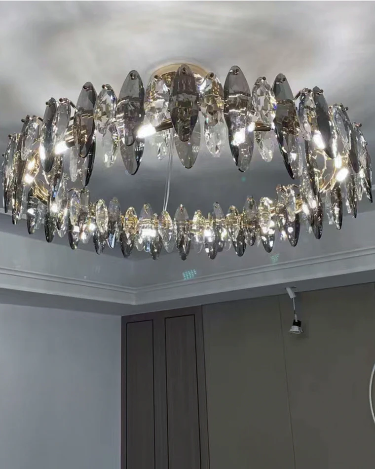 WOMO Smoked Crystal Round Chandelier-WM2187 - Image 58