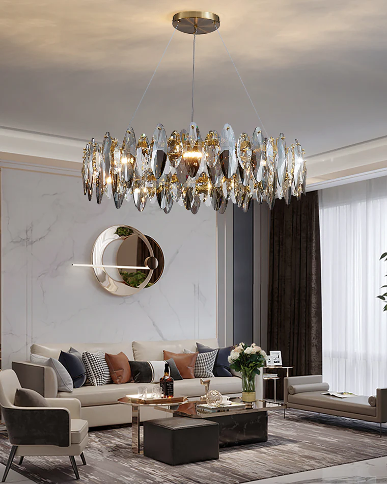 WOMO Smoked Crystal Round Chandelier-WM2187 - Image 6