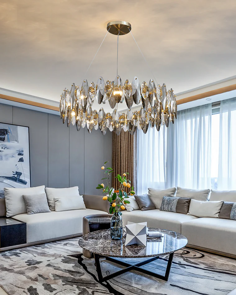 WOMO Smoked Crystal Round Chandelier-WM2187 - Image 7