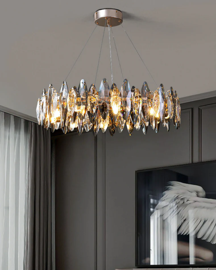 WOMO Smoked Crystal Round Chandelier-WM2187 - Image 8