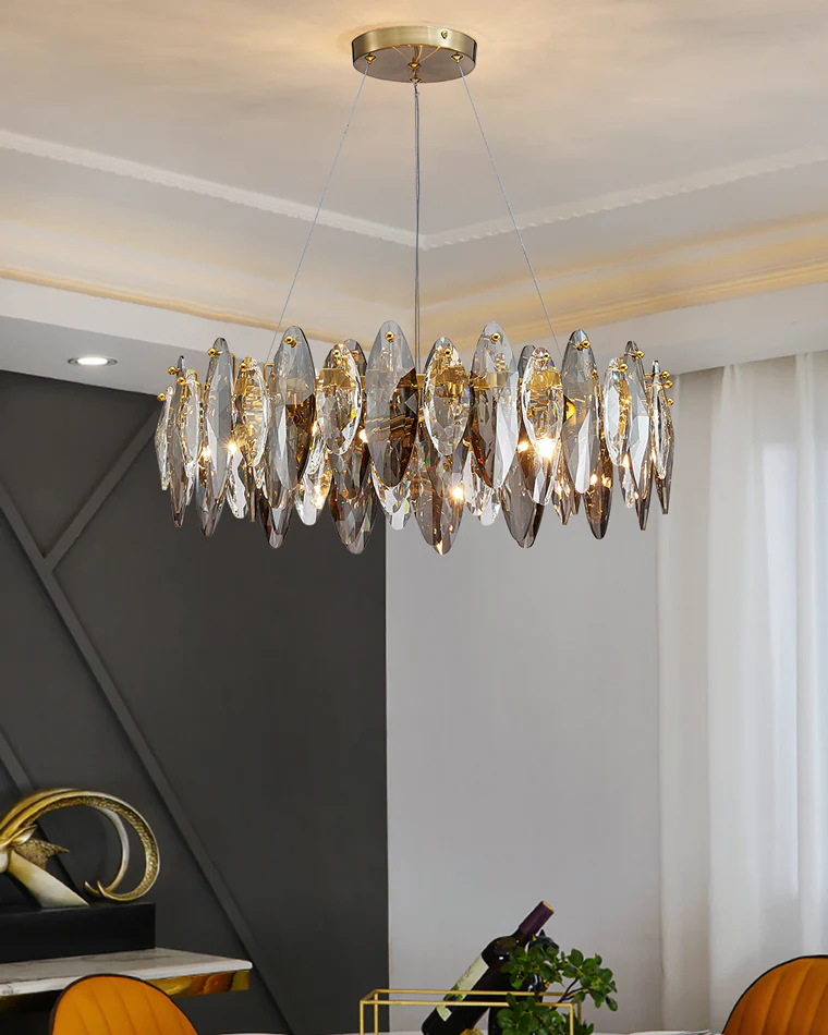 WOMO Smoked Crystal Round Chandelier-WM2187 - Image 9
