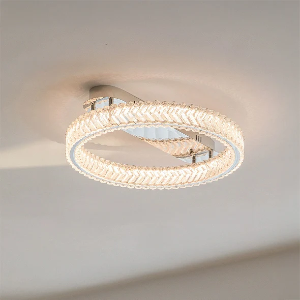 WOMO Crystal Circle Semi Flush Mount Ceiling Light-WM1213 - Image 10