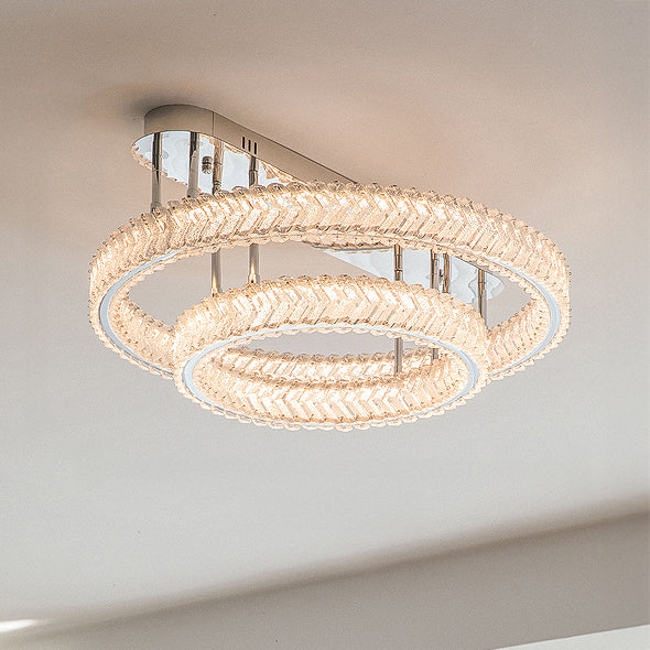 WOMO Crystal Circle Semi Flush Mount Ceiling Light-WM1213 - Image 11