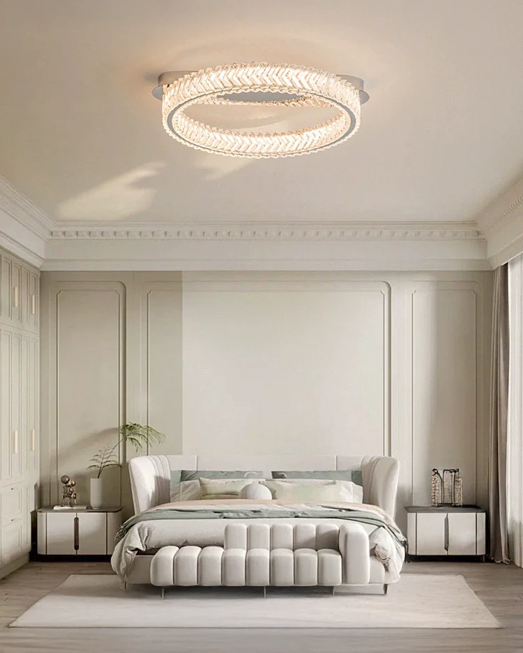 WOMO Crystal Circle Semi Flush Mount Ceiling Light-WM1213 - Image 3