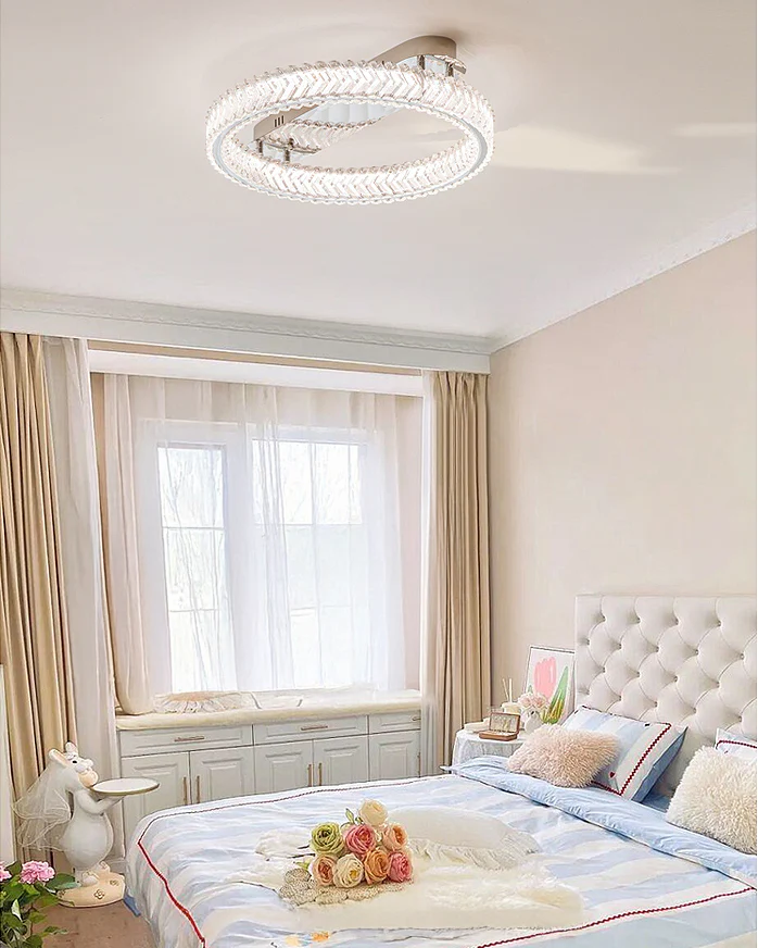 WOMO Crystal Circle Semi Flush Mount Ceiling Light-WM1213 - Image 4