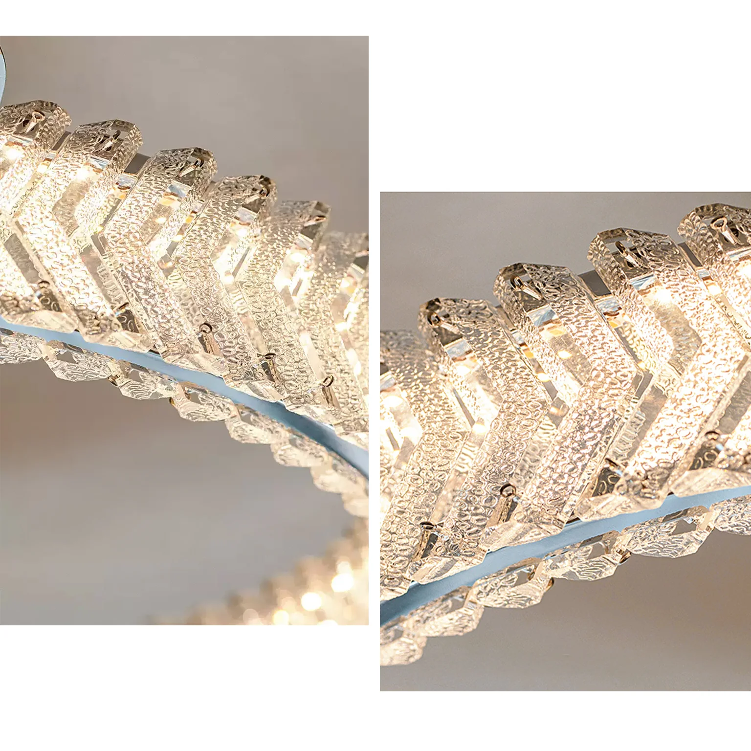 WOMO Crystal Circle Semi Flush Mount Ceiling Light-WM1213 - Image 9