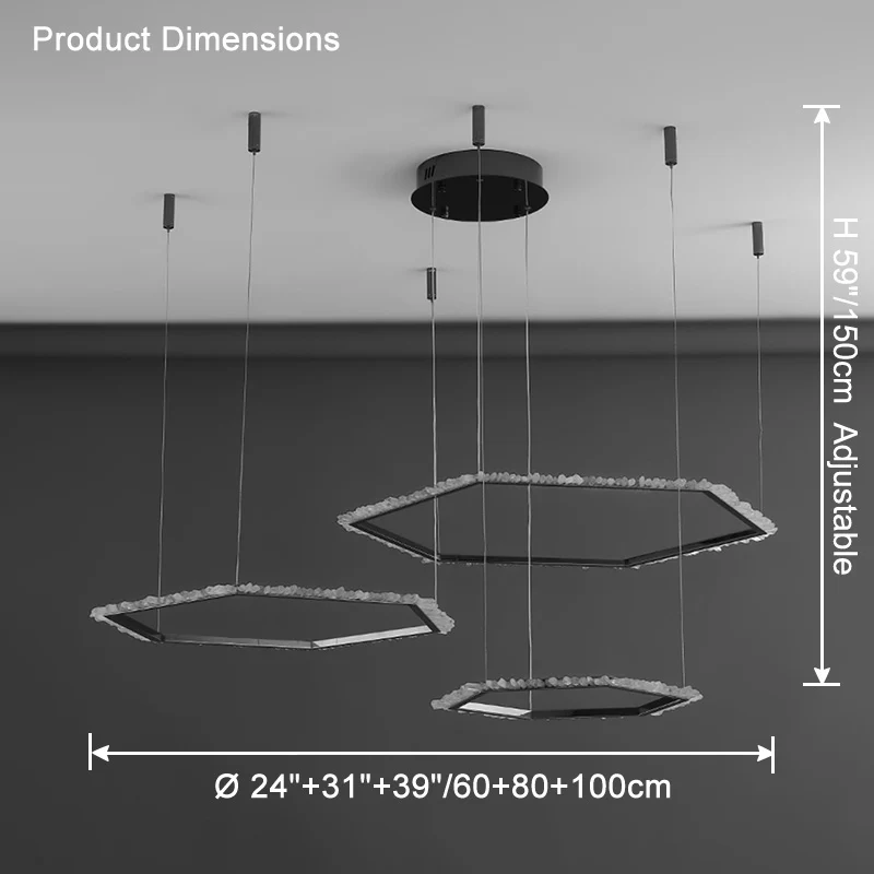 WOMO Three Hexagon Crystal Chandelier-WM2711 - Image 13