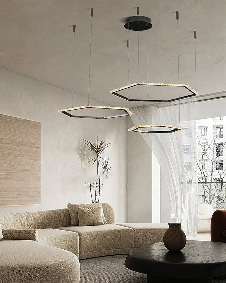 WOMO Three Hexagon Crystal Chandelier-WM2711 - Image 3