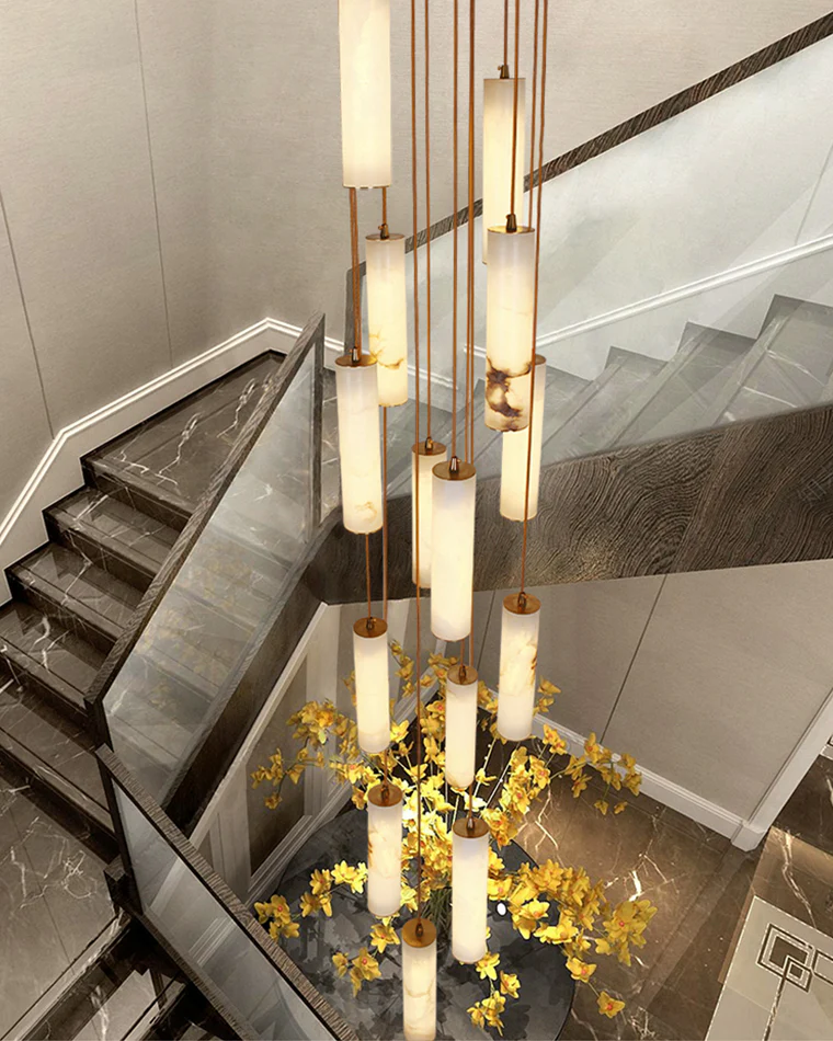 WOMO Cascading Cylinder Alabaster Chandelier-WM2827 - Image 10