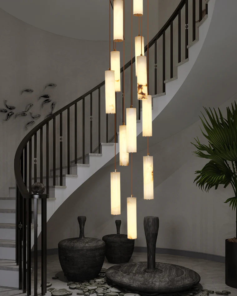 WOMO Cascading Cylinder Alabaster Chandelier-WM2827 - Image 11