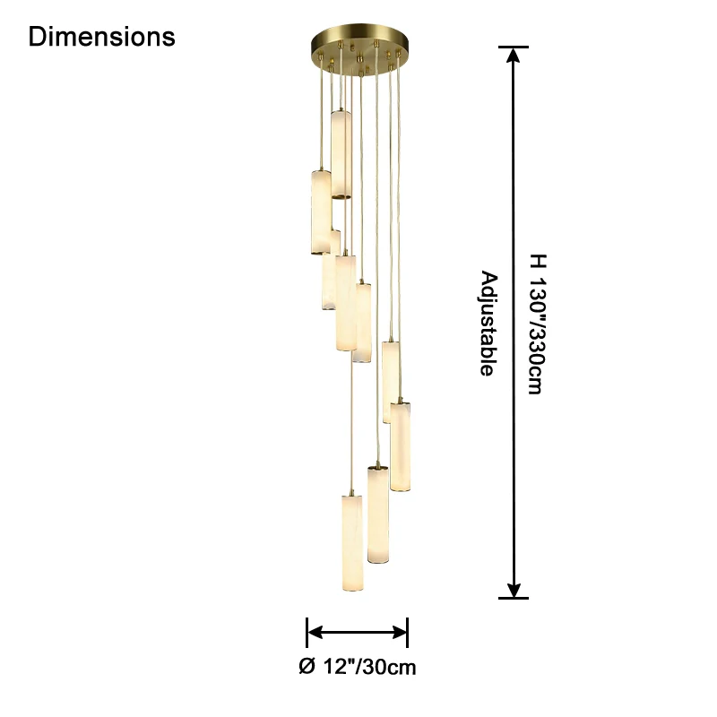 WOMO Cascading Cylinder Alabaster Chandelier-WM2827 - Image 18