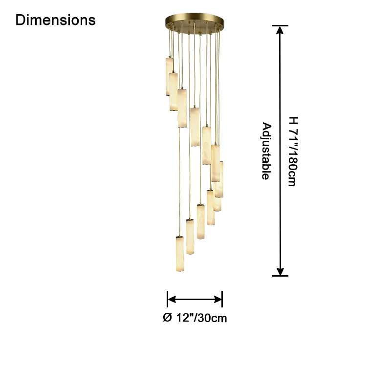 WOMO Cascading Cylinder Alabaster Chandelier-WM2827 - Image 20