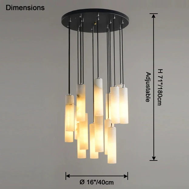 WOMO Cascading Cylinder Alabaster Chandelier-WM2827 - Image 34