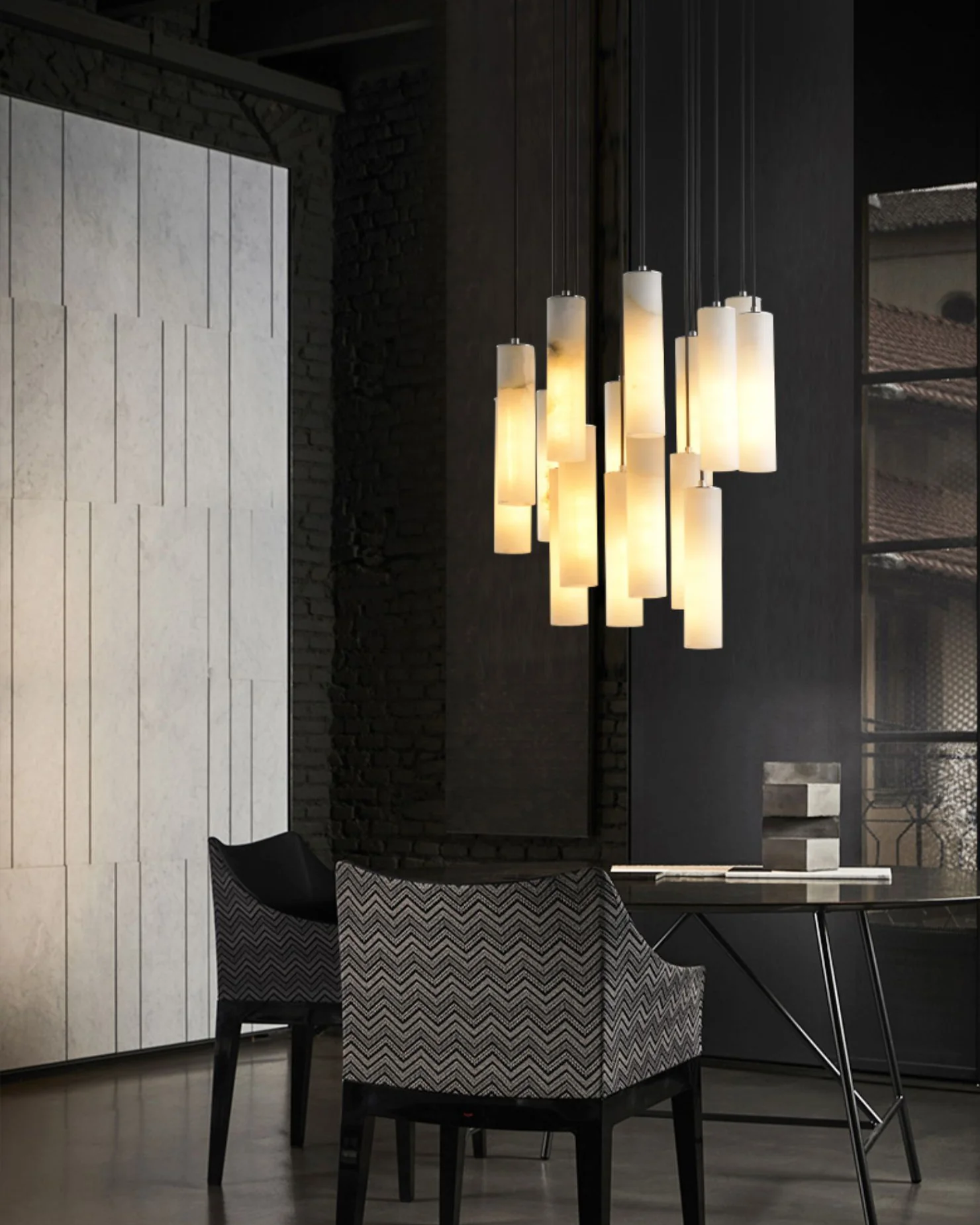 WOMO Cascading Cylinder Alabaster Chandelier-WM2827 - Image 4
