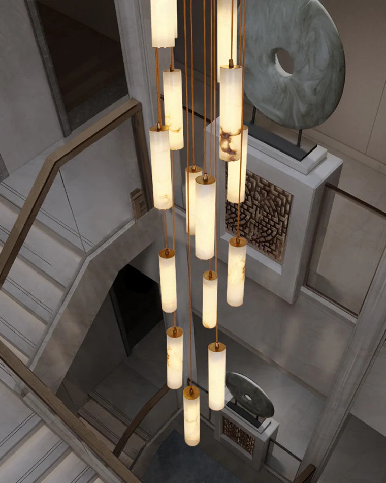WOMO Cascading Cylinder Alabaster Chandelier-WM2827 - Image 6