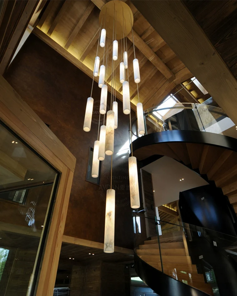 WOMO Cascading Cylinder Alabaster Chandelier-WM2827 - Image 7