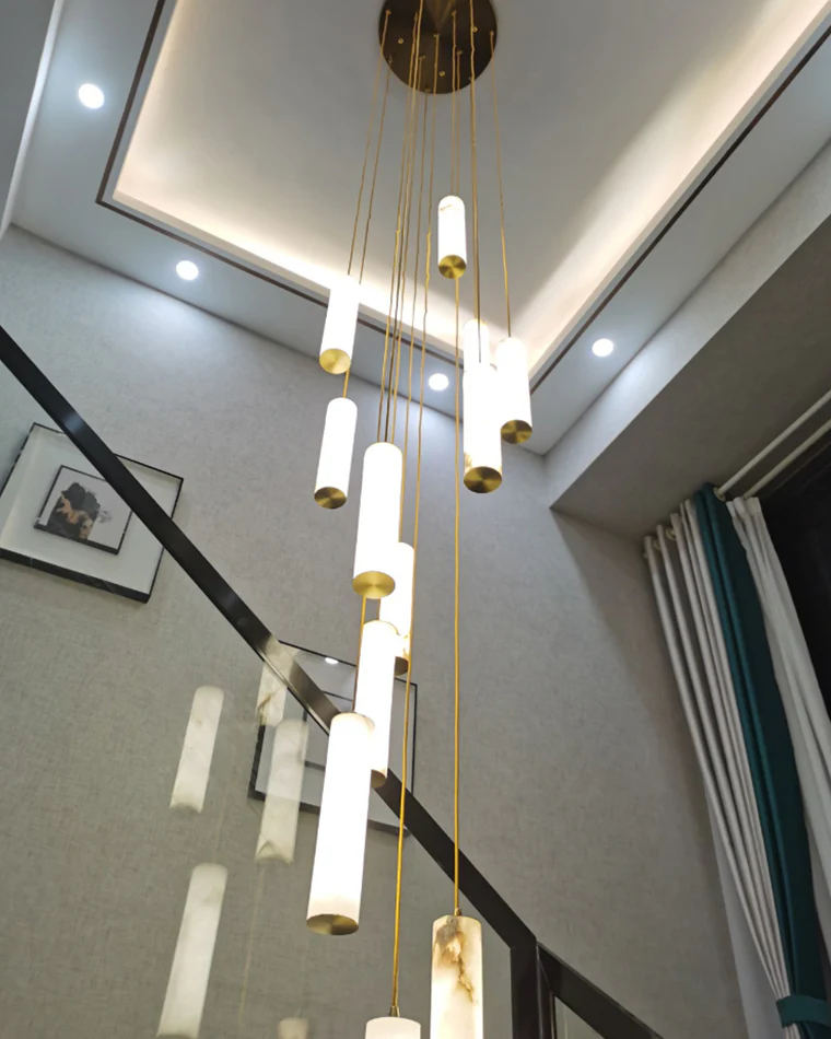 WOMO Cascading Cylinder Alabaster Chandelier-WM2827 - Image 8