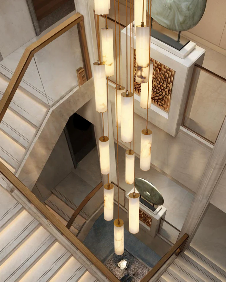 WOMO Cascading Cylinder Alabaster Chandelier-WM2827 - Image 9