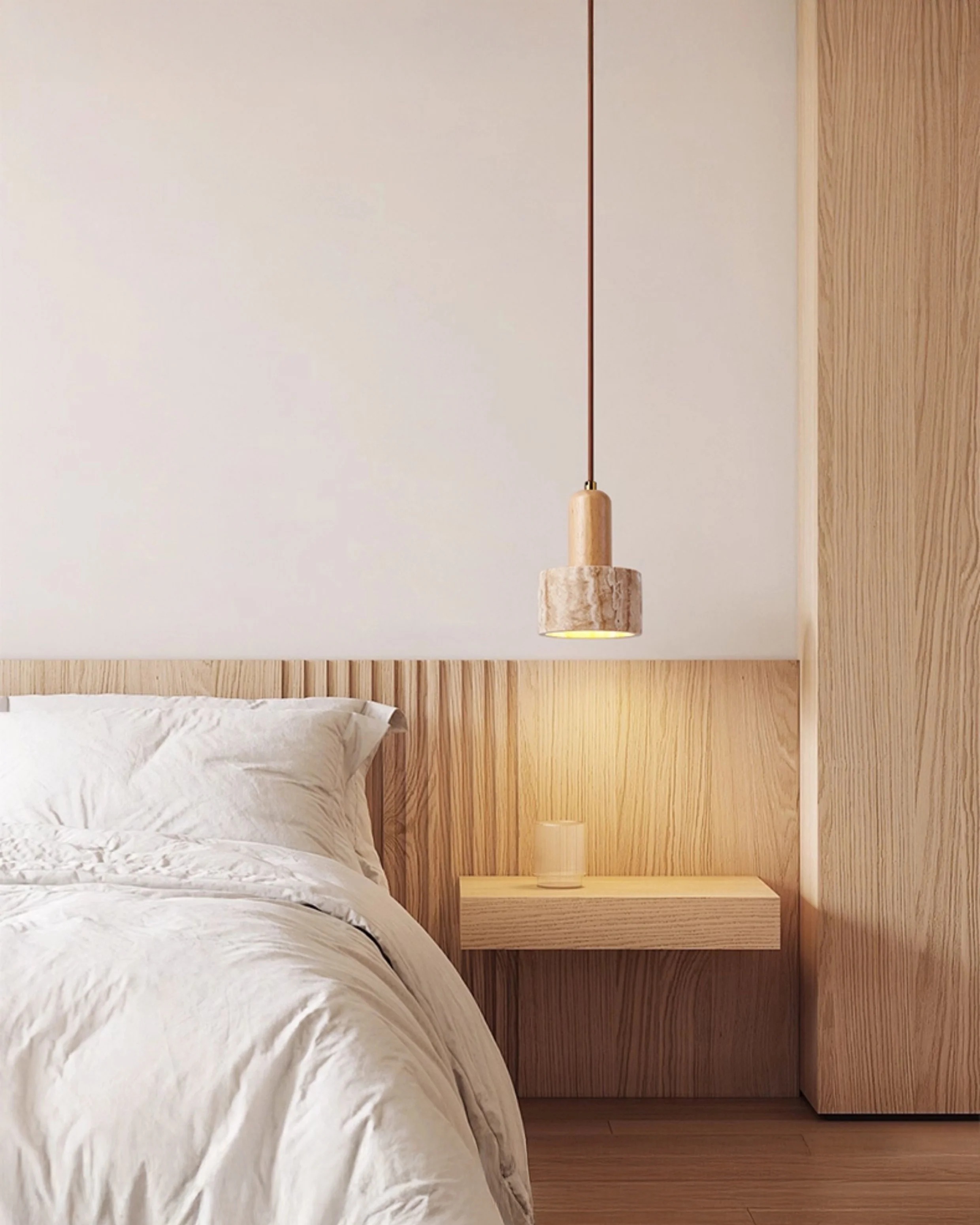 WOMO Cylinder/Dome Travertine Pendant Light-WM3090 - Image 2