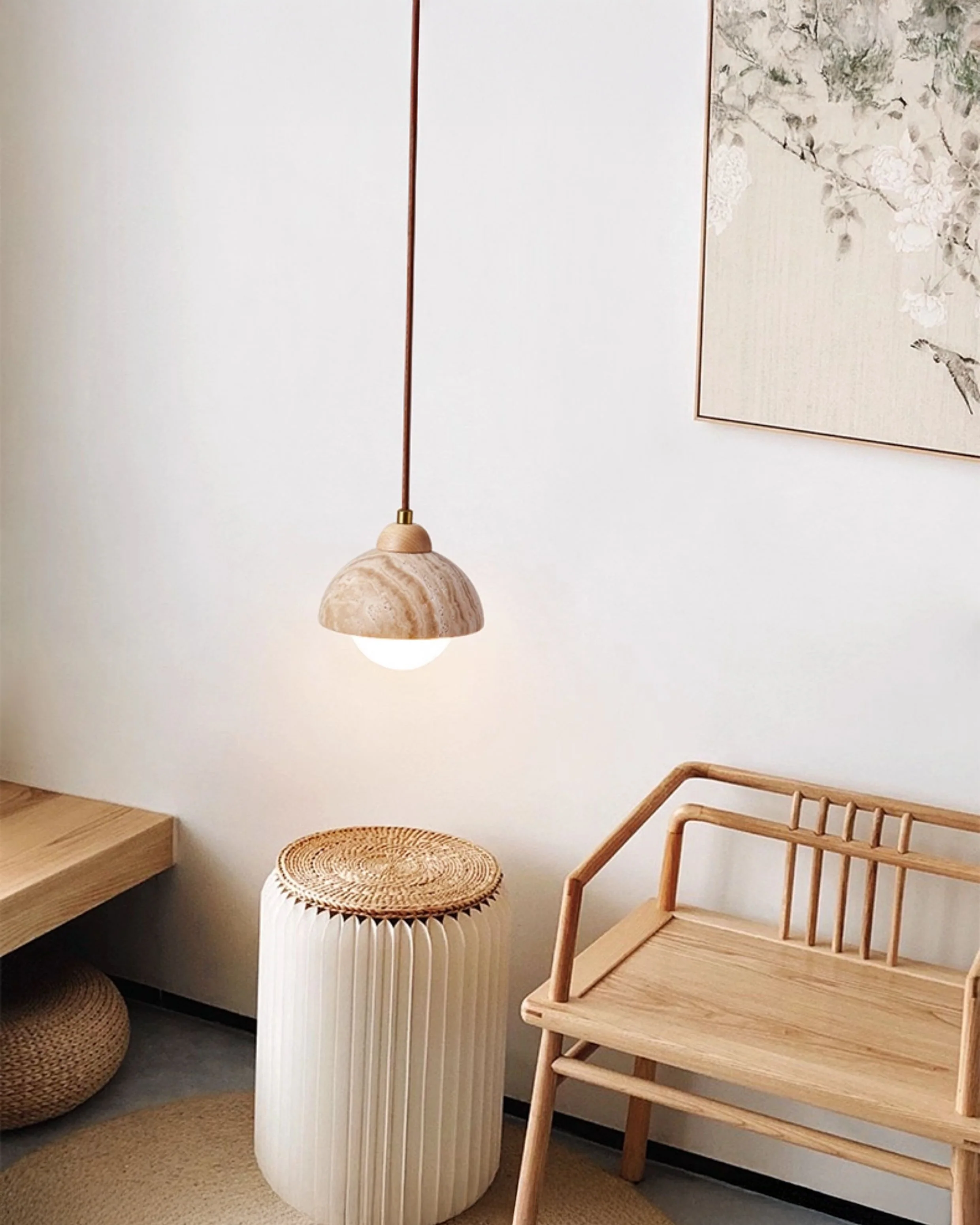 WOMO Cylinder/Dome Travertine Pendant Light-WM3090 - Image 7