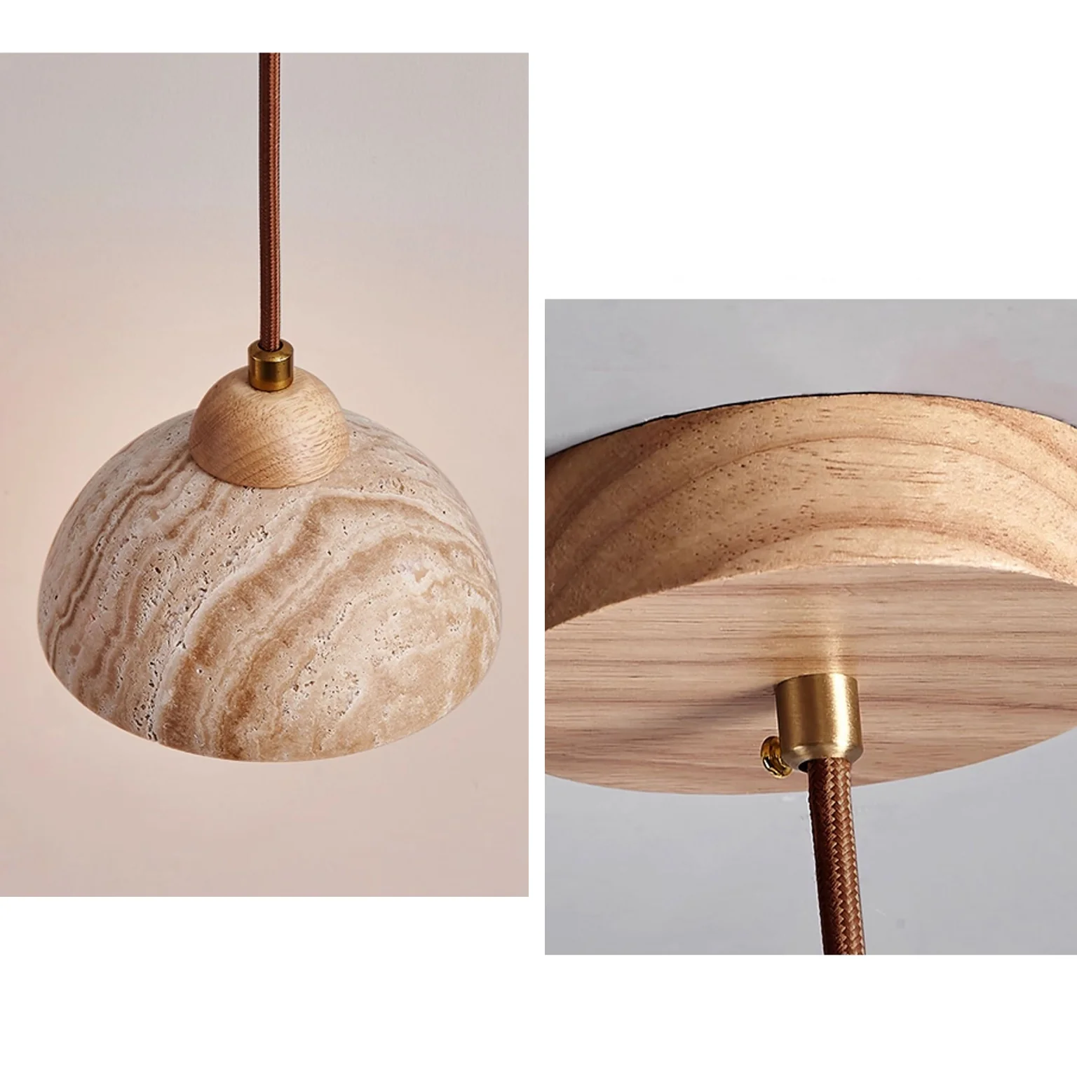 WOMO Cylinder/Dome Travertine Pendant Light-WM3090 - Image 9