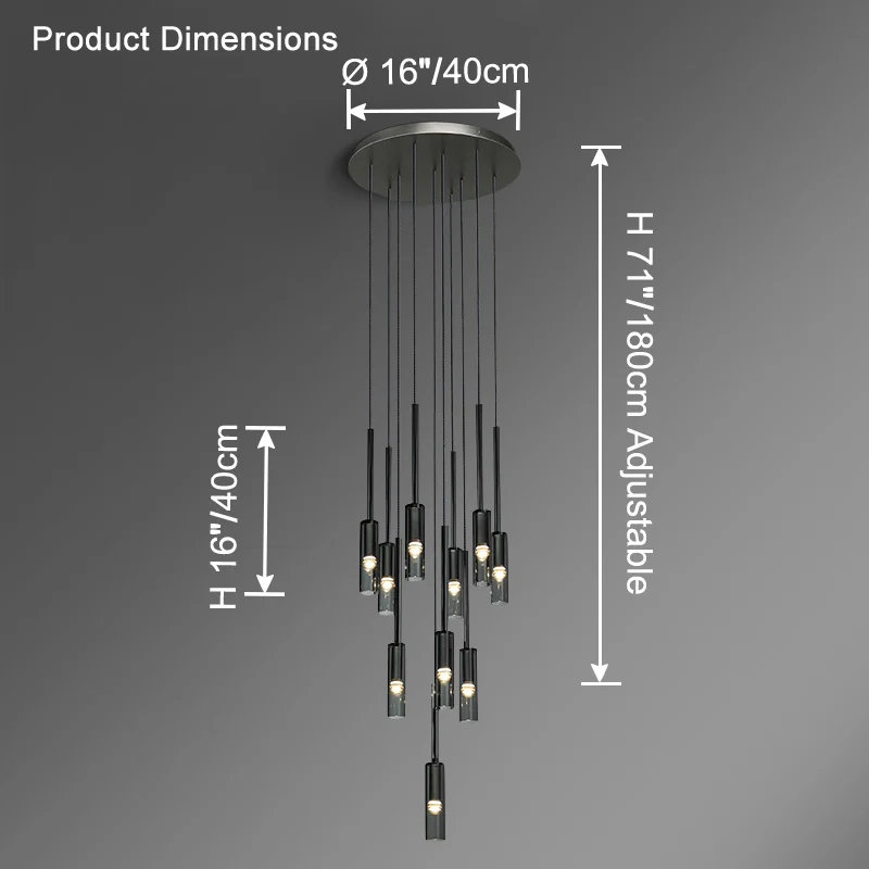 WOMO Cylinder Smoked Glass Chandelier-WM2771 - Image 13