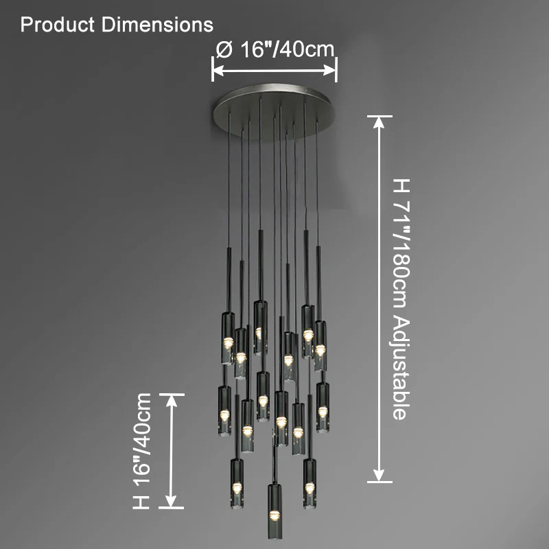WOMO Cylinder Smoked Glass Chandelier-WM2771 - Image 15
