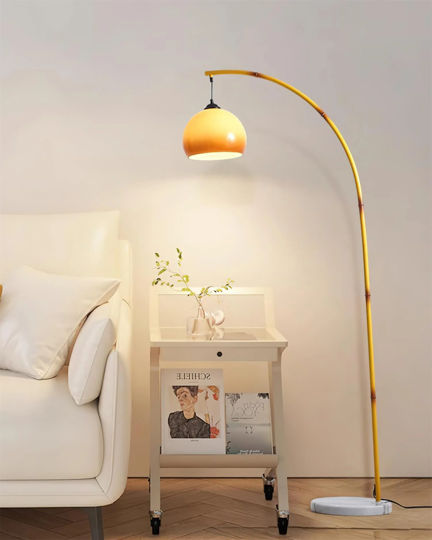 WOMO Hanging Bamboo Arc Floor Lamp-WM7133 - Image 4