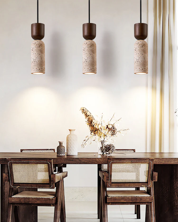 WOMO Dome Wood Travertine Pendant Light-WM3088 - Image 3