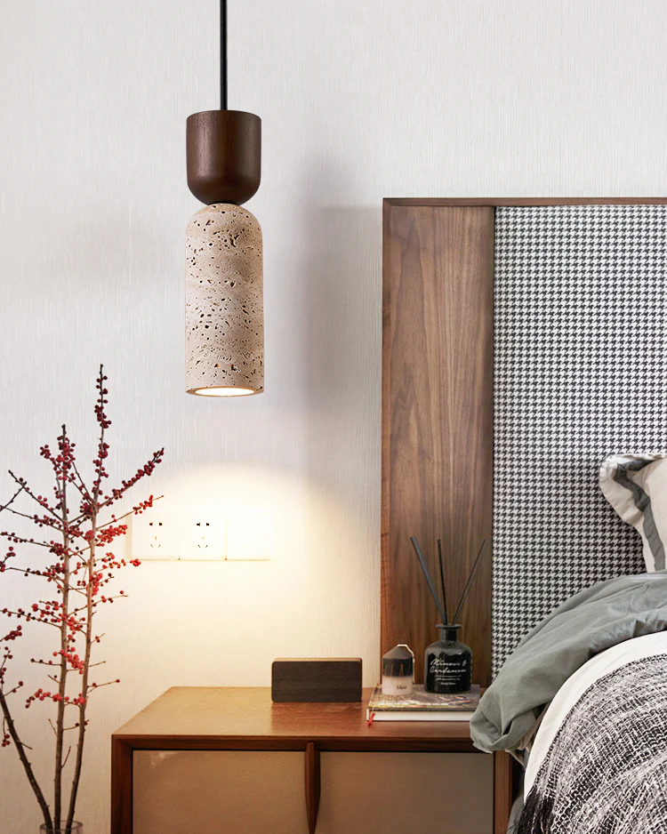 WOMO Dome Wood Travertine Pendant Light-WM3088 - Image 4