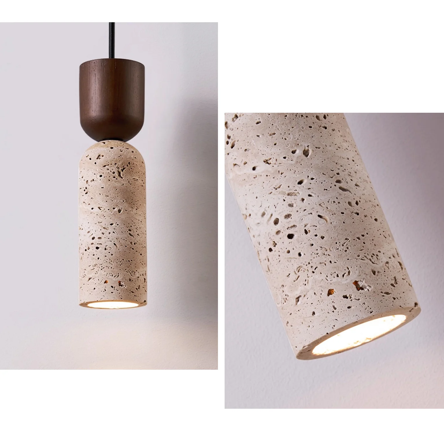 WOMO Dome Wood Travertine Pendant Light-WM3088 - Image 6