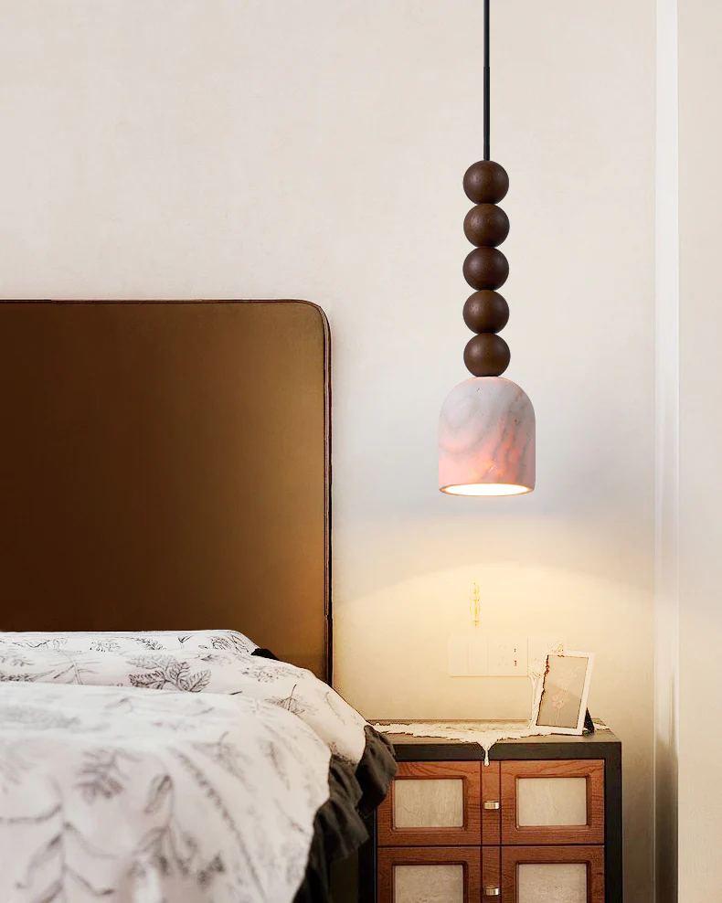 WOMO Dome Wood Travertine Pendant Light-WM3092 - Image 6