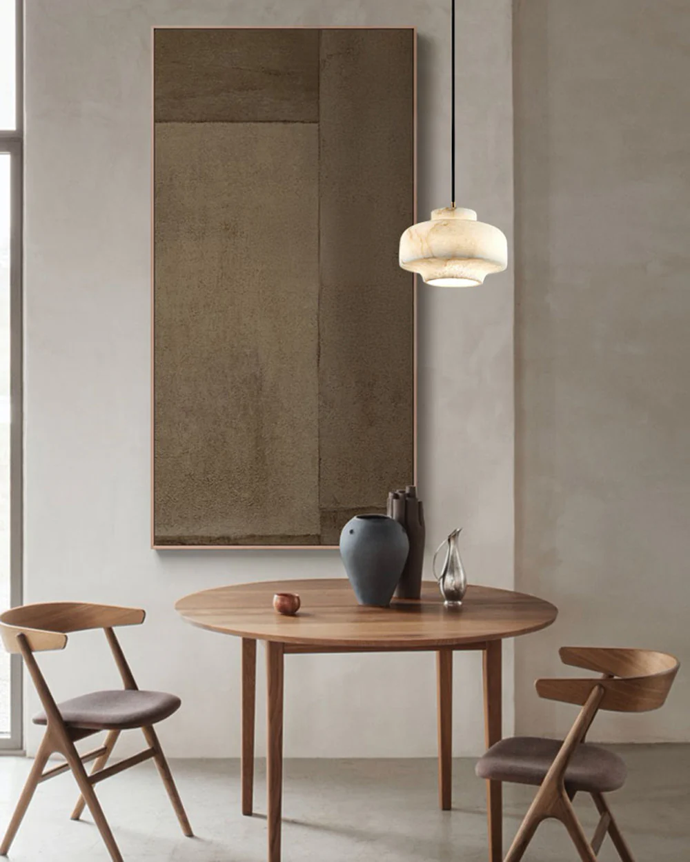 WOMO Drum Alabaster Pendant Light-WM2841 - Image 3