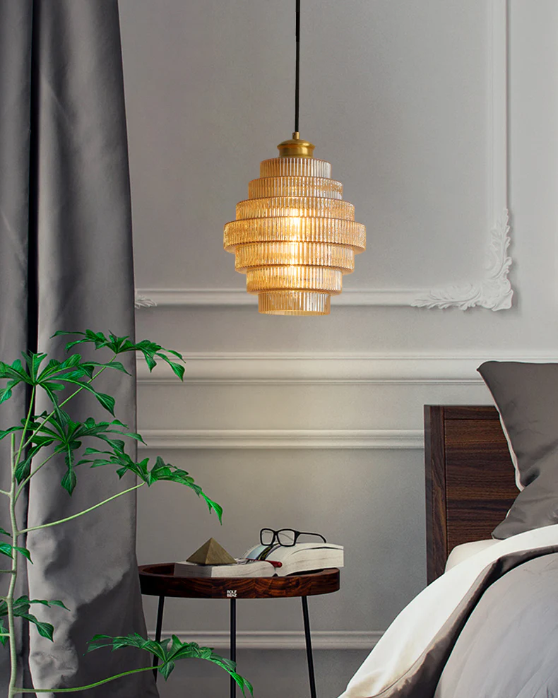 WOMO Drum Glass Pendant Light-WM2996 - Image 3