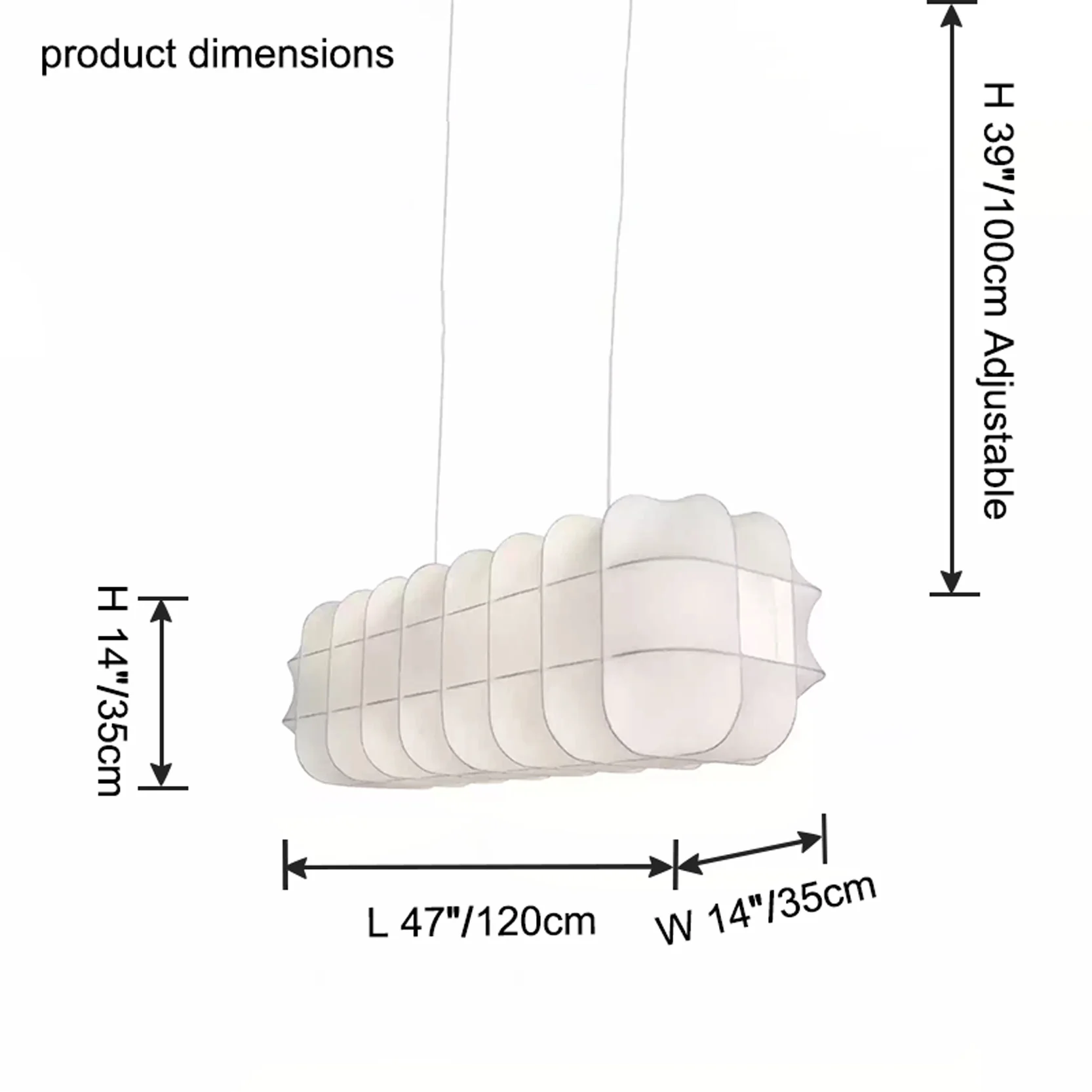 WOMO Rectangular Fabric Chandelier-WM2957 - Image 10