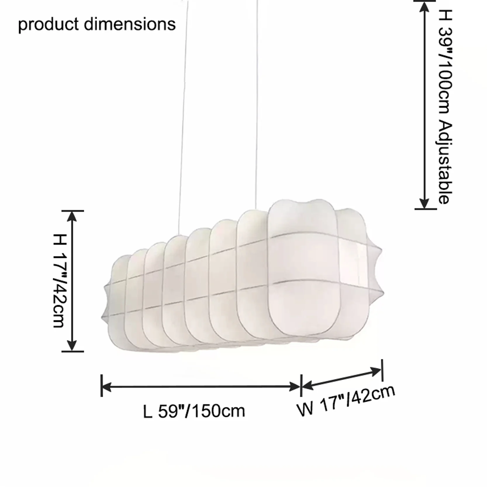 WOMO Rectangular Fabric Chandelier-WM2957 - Image 12