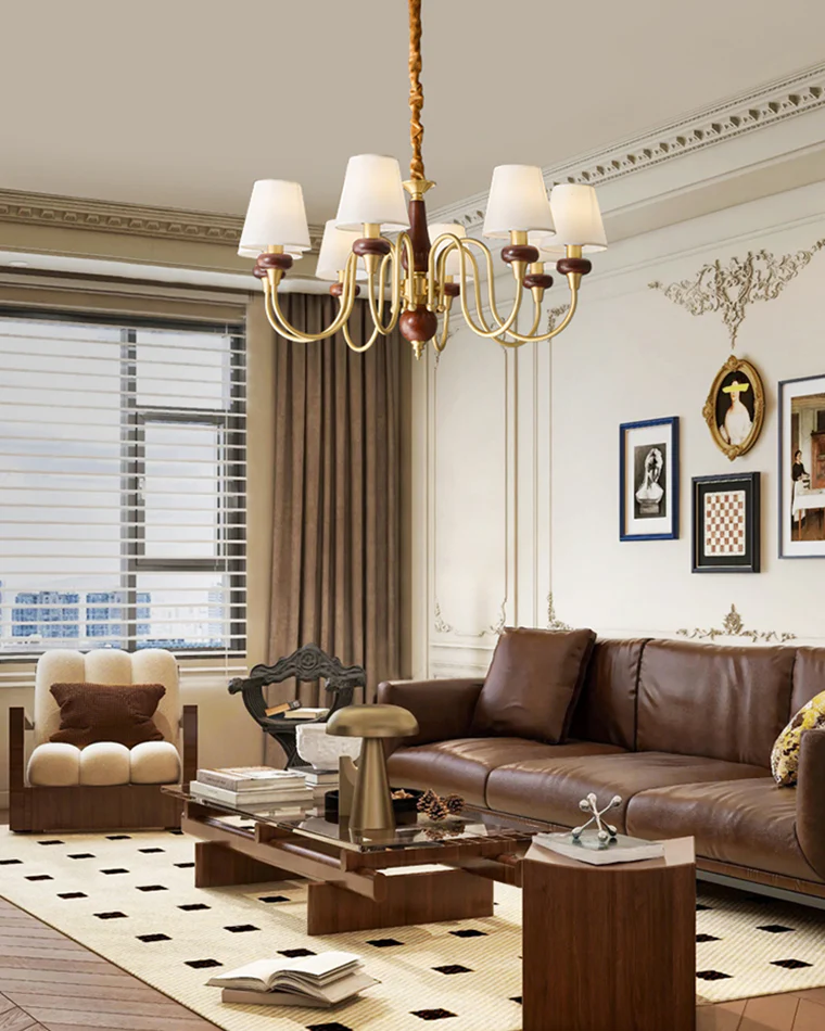 WOMO Fabric Shaded Chandelier-WM2954 - Image 2