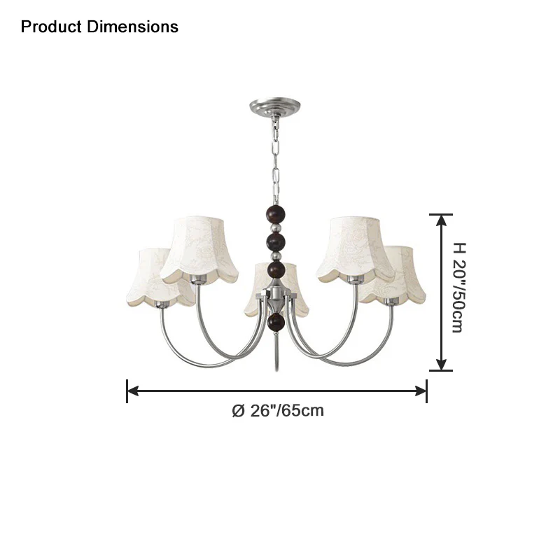 WOMO Fabric Shaded Swoop Arm Chandelier-WM2369 - Image 11