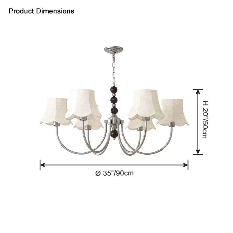 WOMO Fabric Shaded Swoop Arm Chandelier-WM2369 - Image 13