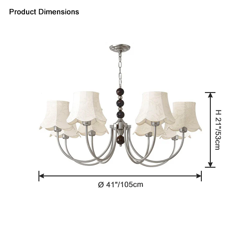 WOMO Fabric Shaded Swoop Arm Chandelier-WM2369 - Image 15