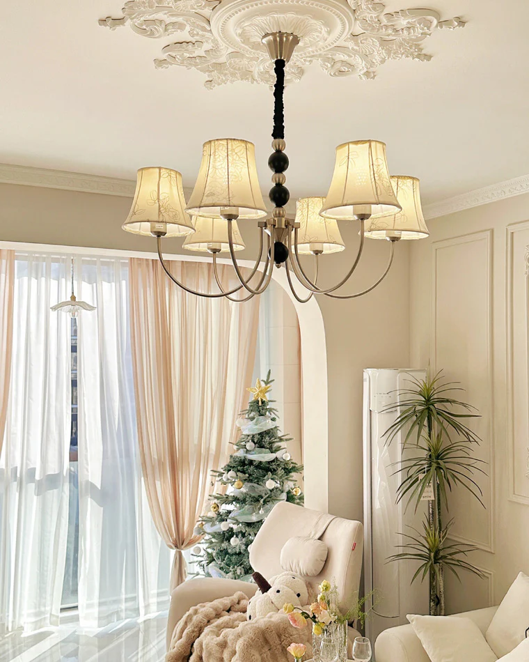 WOMO Fabric Shaded Swoop Arm Chandelier-WM2369 - Image 4