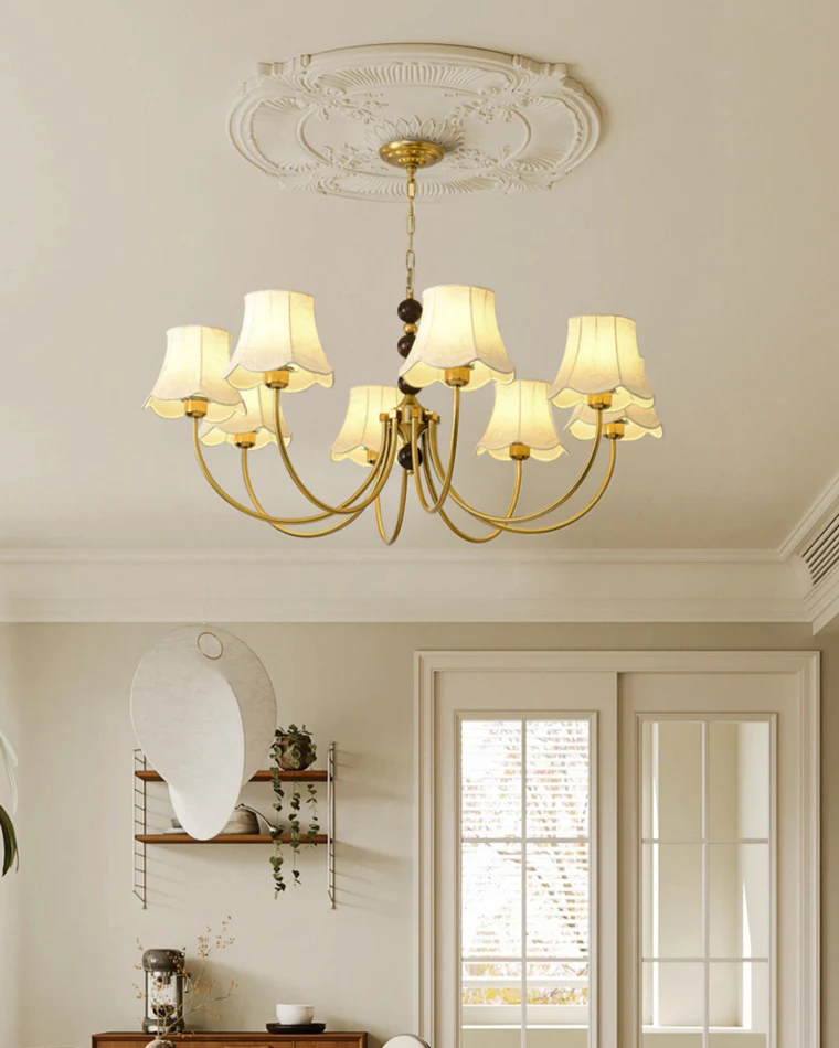 WOMO Fabric Shaded Swoop Arm Chandelier-WM2369 - Image 6