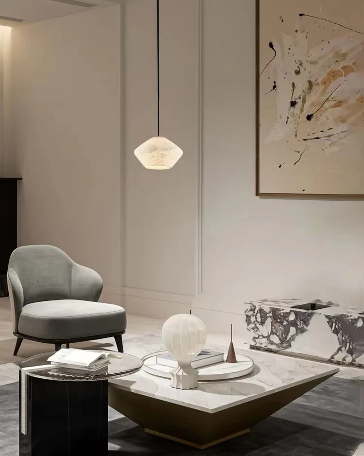 WOMO Flying Saucer Alabaster Pendant Light-WM2840 - Image 4