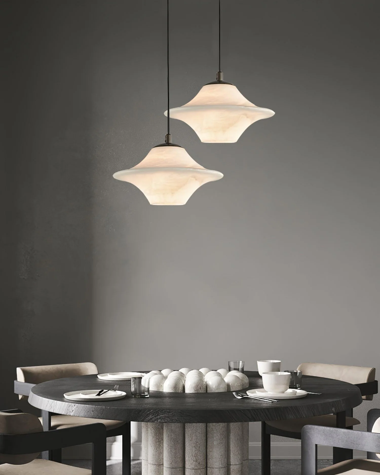 WOMO Flying Saucer Alabaster Pendant Light-WM2878 - Image 5